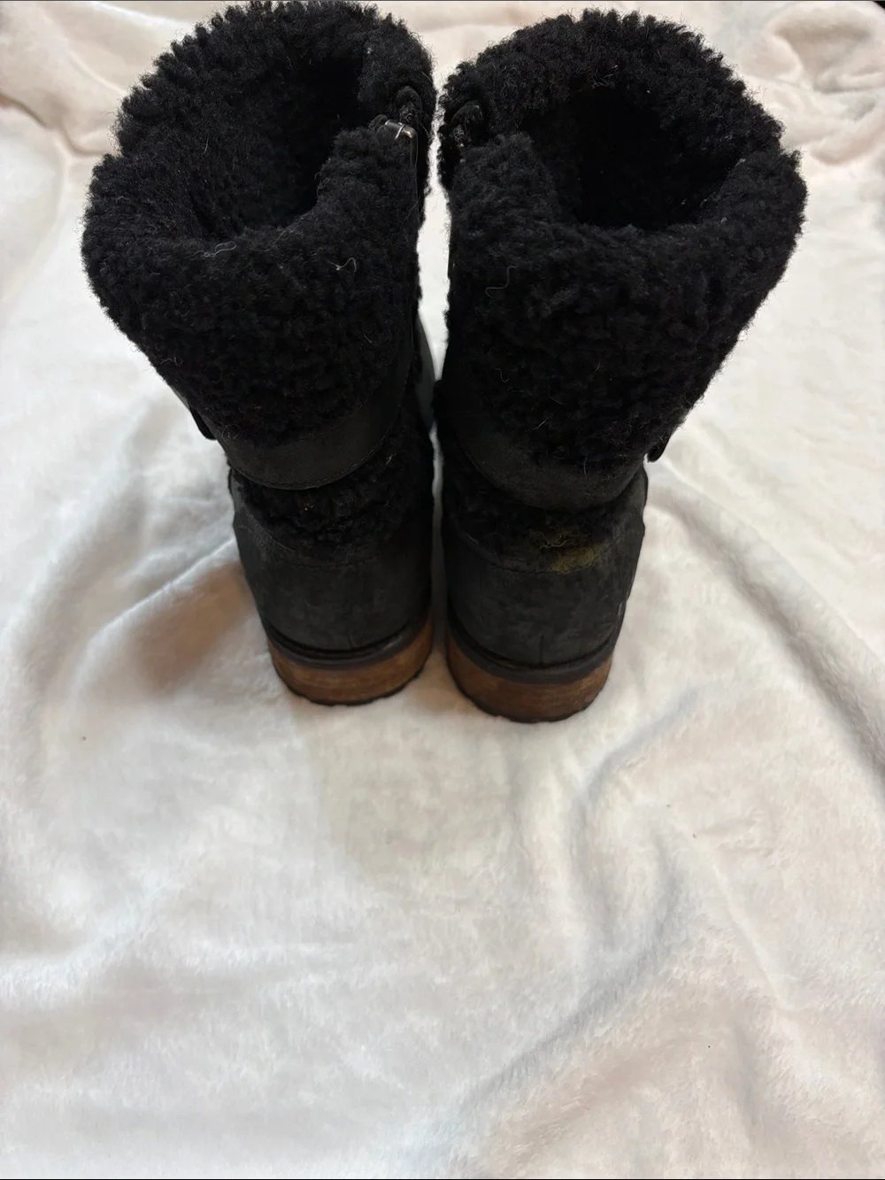 UGG Black Sherpa Cuff Suede Winter Boots
